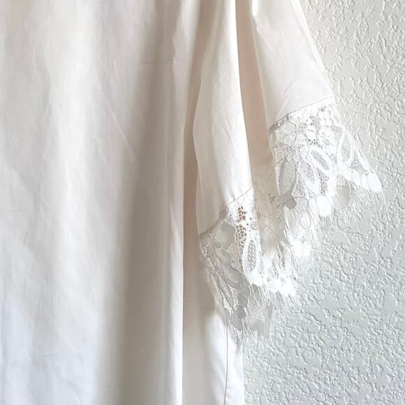 Harshman Nilia Lace Trim Cotton Blouse Short Sleeve Ivory - Picture 5 of 10